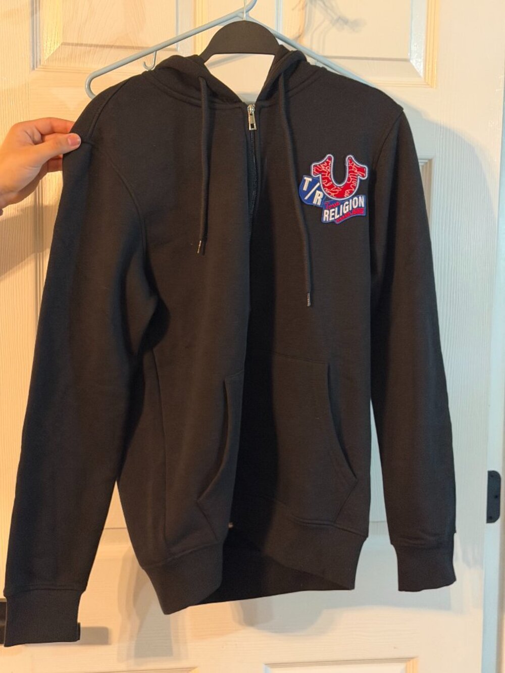 True Religion Black Patch Logo Hoodie Size Small New